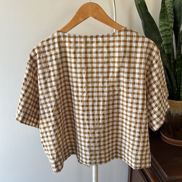 Brown Gingham Women's Top - Picture 4 of 6
